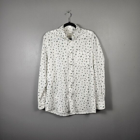 Dillard's ROWM Button Shirt Mens Medium M White Snow Ski Long Sleeve Cotton - Picture 1 of 8